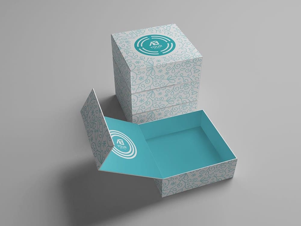 Magnetic Rigid Box – Teal Pattern