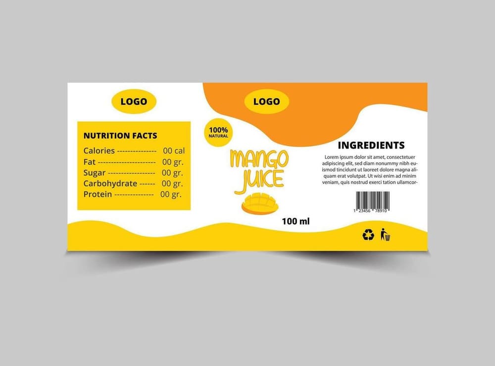 Mango Juice Wet Label Template